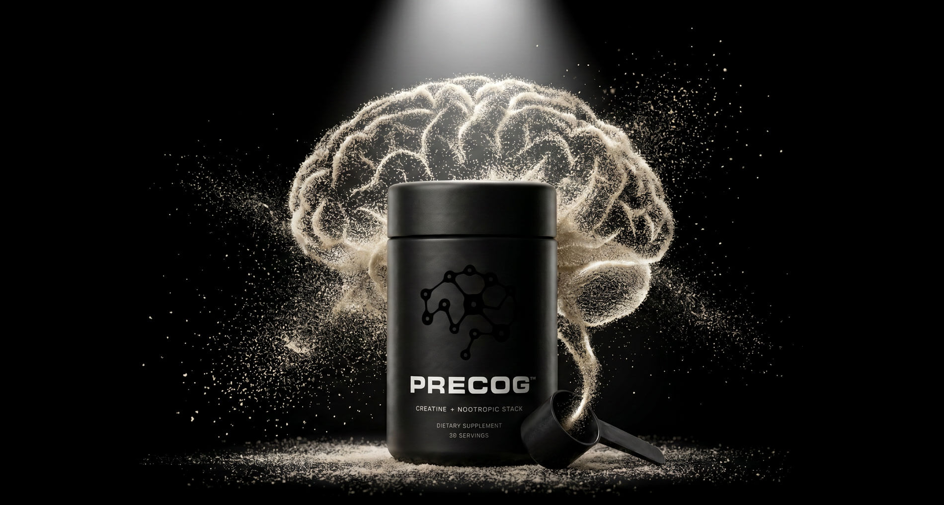 Precog™ creatine nootropic stack with powdered brain sculpture